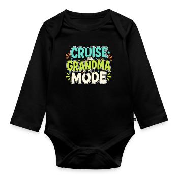 Cruising Granny, Grandma On Deck, - Organic Longsleeve Baby Bodysuit - black - Front