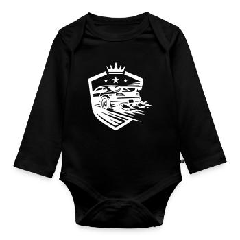 Car Racing Car - Organic Longsleeve Baby Bodysuit - black - Front