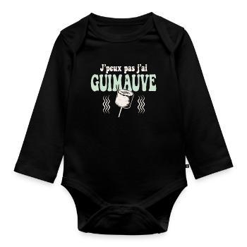 J'peux pas j'ai Guimauve Vert pastel - Body Bébé bio manches longues - noir - Devant