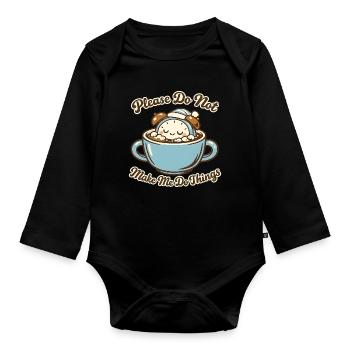 Bitte Nicht Stören: Kaffeebärchen - Baby Bio-Langarm-Body - Schwarz - Vorne