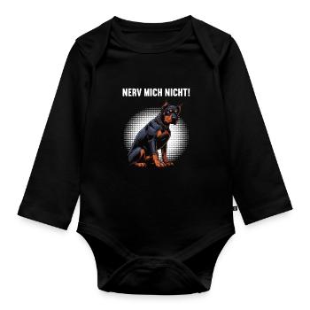 Nerv Mich Nicht Dobermann Dobermannbesitzer  - Baby Bio-Langarm-Body - Schwarz - Vorne