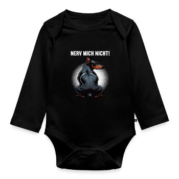 Nerv Mich Nicht Dobermann Dobermannbesitzer  - Baby Bio-Langarm-Body - Schwarz - Vorne