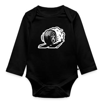 Icône de dérapage de pneus de voiture - Body Bébé bio manches longues - noir - Devant