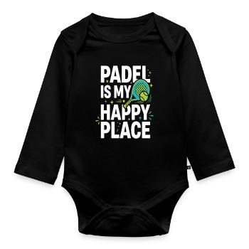 Padel-mädchen Padel-spieler Padel-tennis-geschenk - Baby Bio-Langarm-Body - Schwarz - Vorne