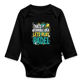 Padel-mädchen Padel-spieler Padel-tennis-geschenk - Baby Bio-Langarm-Body - Schwarz - Vorne