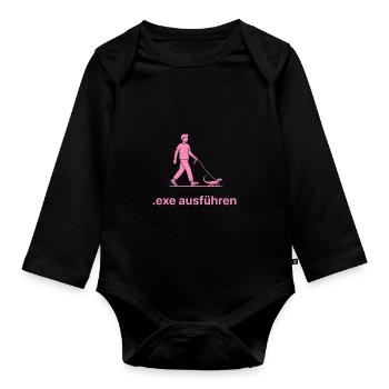 .EXE ausführen – Lustiges Informatiker Shirt pink - Baby Bio-Langarm-Body - Schwarz - Vorne
