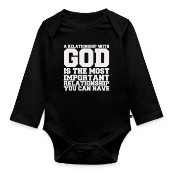 a_relationship_with_god - Organic Longsleeve Baby Bodysuit - black - Front