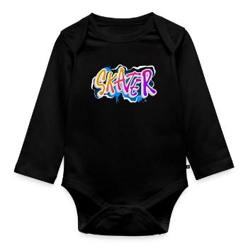 Patineur - Body Bébé bio manches longues - noir - Devant