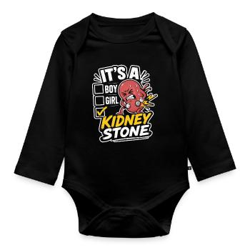 Kidney Stone Survivor - Funny Kidney Stone Motif - Organic Longsleeve Baby Bodysuit - black - Front
