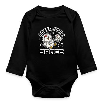 I Need Some Space  - Weltraum Chicken Astronaut - Organic Longsleeve Baby Bodysuit - black - Front