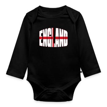 Maillot de football anglais, style éventail anglais - Body Bébé bio manches longues - noir - Devant