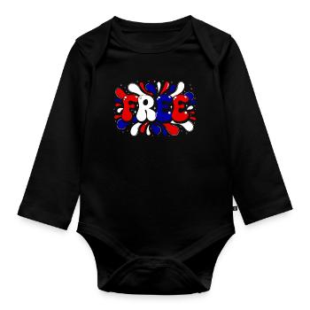 Freedom Splash Tricolor Typography - Organic Longsleeve Baby Bodysuit - black - Front