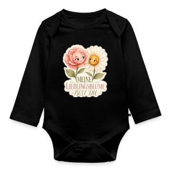 Ma fleur préférée, c’est toi - Body Bébé bio manches longues - noir - Devant