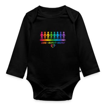 Buntes Diversity & Pride Design - Baby Bio-Langarm-Body - Schwarz - Vorne