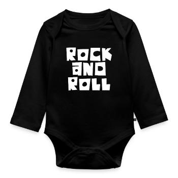 Rock'n'Roll-Blocktypografie - Baby Bio-Langarm-Body - Schwarz - Vorne