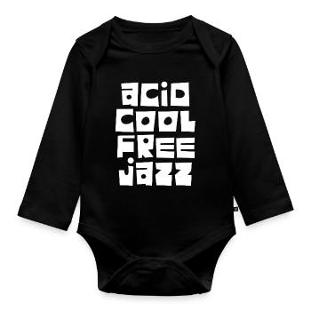 Acid Cool Free Jazz Musik-Logo - Baby Bio-Langarm-Body - Schwarz - Vorne