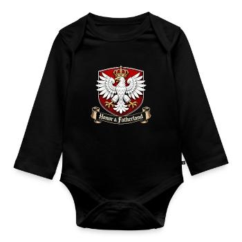 Polnischer Adler Krone – Honor & Fatherland - Baby Bio-Langarm-Body - Schwarz - Vorne