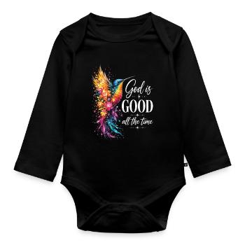 God Is Good All The Time Christian - Organic Longsleeve Baby Bodysuit - black - Front