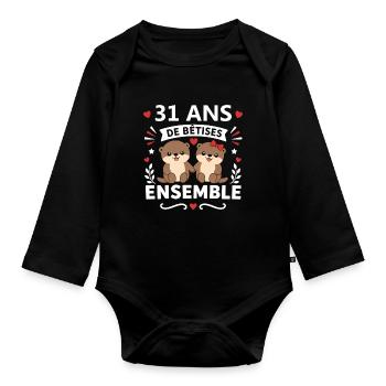 31 Ans Ensemble Bêtes - Body Bébé bio manches longues - noir - Devant