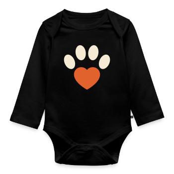 Dog Paw Heart - Dog Love Dog Mom Gift - Organic Longsleeve Baby Bodysuit - black - Front