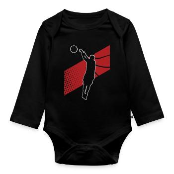 Basketball - Baby Bio-Langarm-Body - Schwarz - Vorne