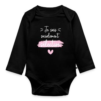Je suis socialement sélective - Body Bébé bio manches longues - noir - Devant
