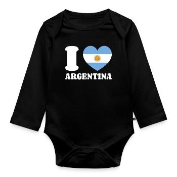 I Love Argentina Argentinien-Liebe Argentinienfan - Baby Bio-Langarm-Body - Schwarz - Vorne