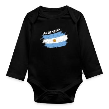 Argentina Argentinien Argentinische Flagge Brush - Baby Bio-Langarm-Body - Schwarz - Vorne