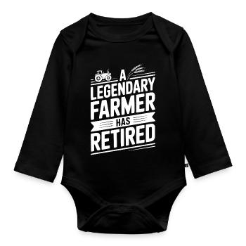 A Legendary Farmer Has Retired - Organic Longsleeve Baby Bodysuit - black - Front