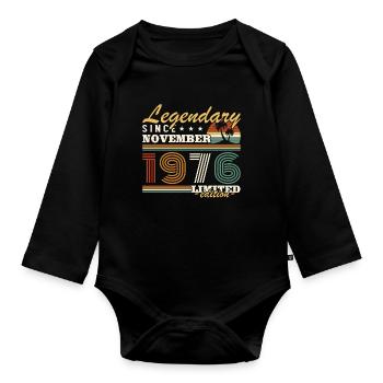 Novembre 1976 Vintage Anniversaire Rétro - Body Bébé bio manches longues - noir - Devant