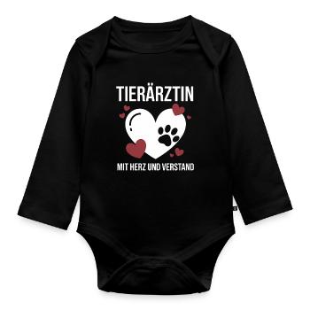 Tierärztin Mit Herz Und Verstand Tiere - Baby Bio-Langarm-Body - Schwarz - Vorne