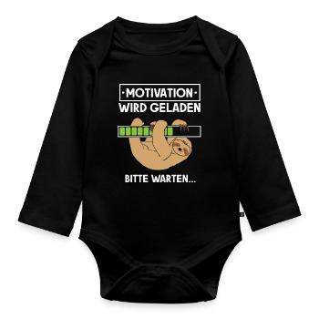 Motivation wird geladen Faultier - Baby Bio-Langarm-Body - Schwarz - Vorne