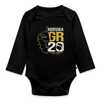 GR20 Finisher Korsika Trekking Wanderung T-shirt - Baby Bio-Langarm-Body - Schwarz - Vorne