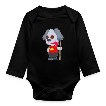 Hund Billiard Queue - Baby Bio-Langarm-Body - Schwarz - Vorne