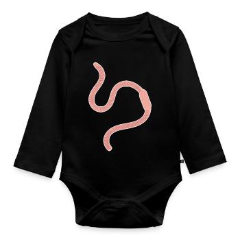 ver de terre - Body Bébé bio manches longues - noir - Devant