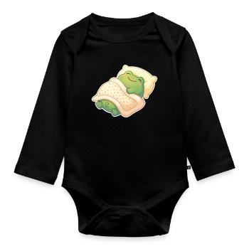 Frog Sleeping - Organic Longsleeve Baby Bodysuit - black - Front