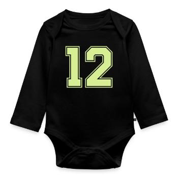 12 - Organic Longsleeve Baby Bodysuit - black - Front