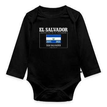 El Salvador Republic Salvadoran El Salvador 1821 - Organic Longsleeve Baby Bodysuit - black - Front