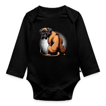 Deutsche Dogge Doggen Doggenbesitzer Doggenfan - Baby Bio-Langarm-Body - Schwarz - Vorne