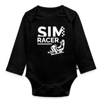 Simracing Logo mit Simulator Cockpit - Baby Bio-Langarm-Body - Schwarz - Vorne