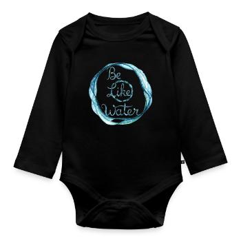 Be Like Water Circle - Organic Longsleeve Baby Bodysuit - black - Front