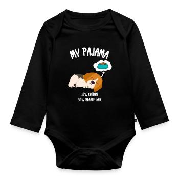 Dog Beagle Hair Pajamas - Organic Longsleeve Baby Bodysuit - black - Front