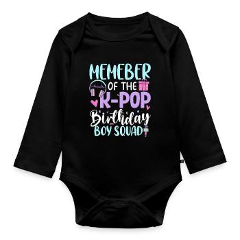 Member of The K Pop Birthday Boy Squad - Baby Bio-Langarm-Body - Schwarz - Vorne