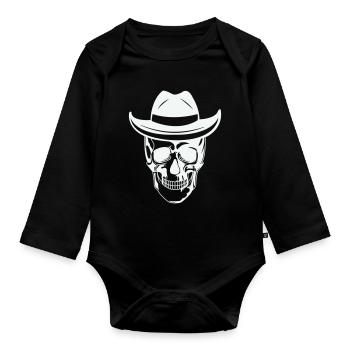 Skull with sunglasses - Organic Longsleeve Baby Bodysuit - black - Front