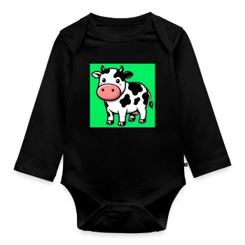 cow - Organic Longsleeve Baby Bodysuit - black - Front