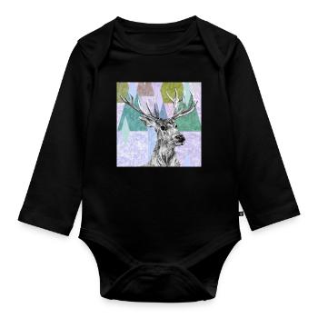 Hirsch - Baby Bio-Langarm-Body - Schwarz - Vorne