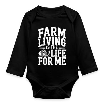 Farm Living Is The Life For Me - Organic Longsleeve Baby Bodysuit - black - Front