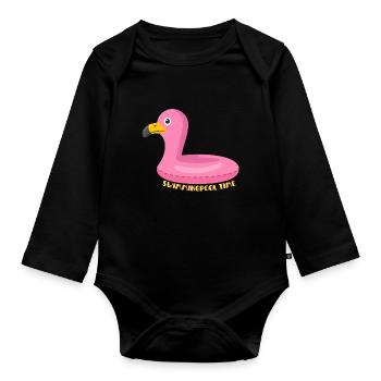 Flamingo Pink Bojenbecken - Baby Bio-Langarm-Body - Schwarz - Vorne