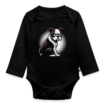 Boston Terrier Boston Terrier Owner Bostie - Organic Longsleeve Baby Bodysuit - black - Front