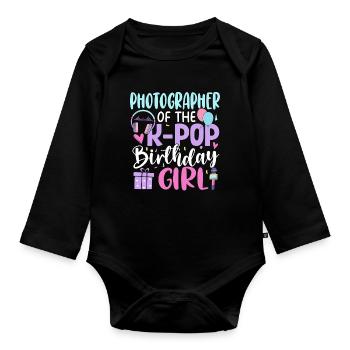Photographer of The K-Pop Birthday Girl - Baby Bio-Langarm-Body - Schwarz - Vorne